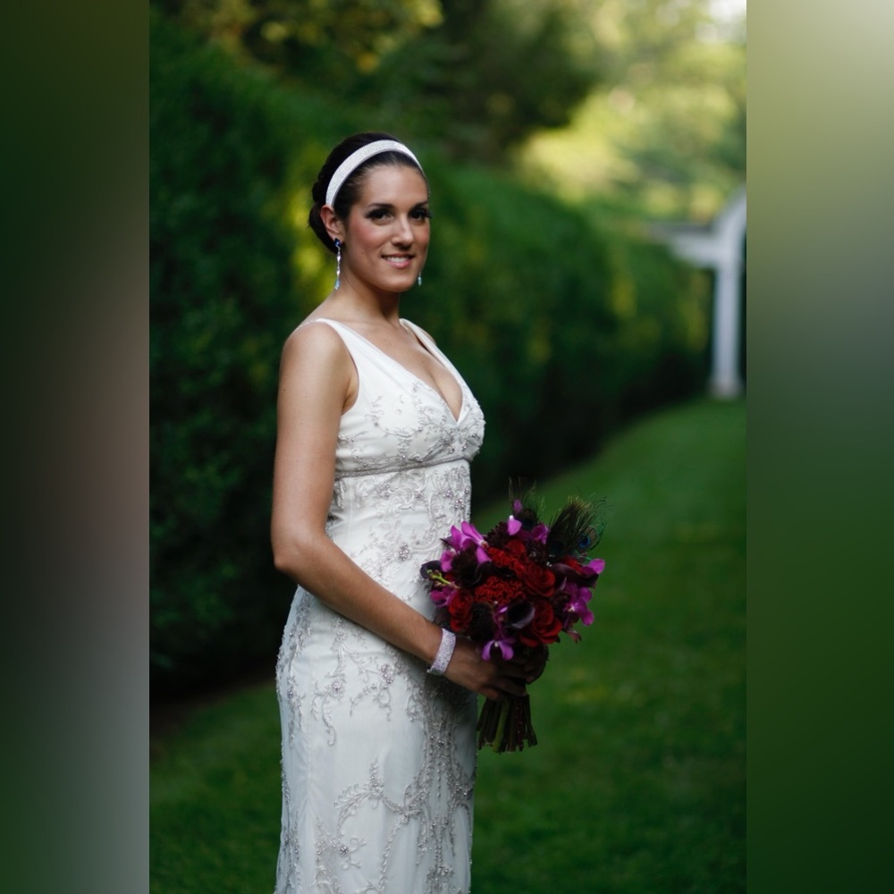 Stunning Lazaro Ivory Trumpet Style Wedding Gown with Crystal Beading
